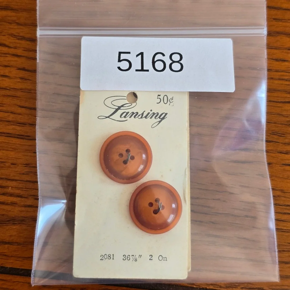 Vintage Lansing 2081 Amber Orange Domed Buttons 7/8 Inch 22mm 4-Hole 4 Count NOS